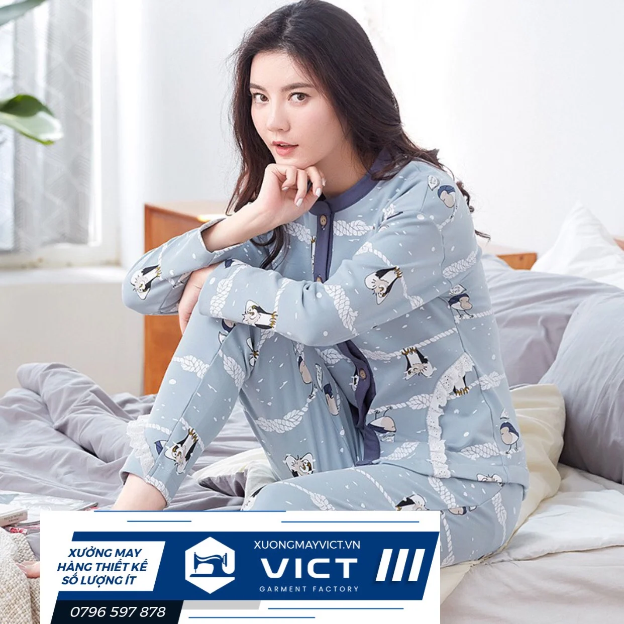 VICT - Xưởng may đồ bộ cotton được nhiều chị em truyền tai nhau. Xưởng may đồ bộ cotton mang phong cách trẻ trung, hiện đại, rất thoải mái.