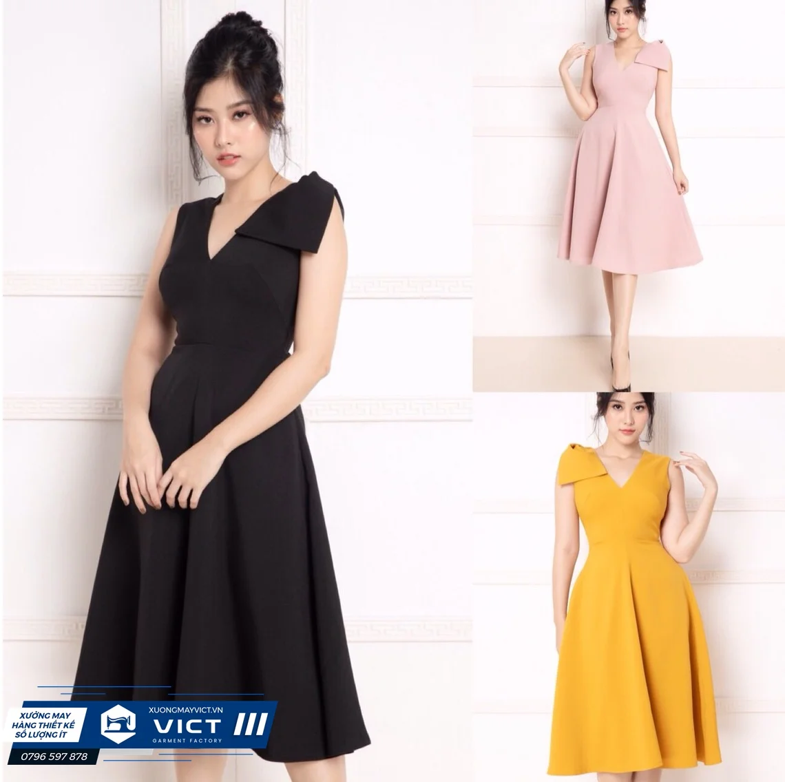 Đầm xoè tiểu thư thiết kế màu xanh lam | Shopee Việt Nam