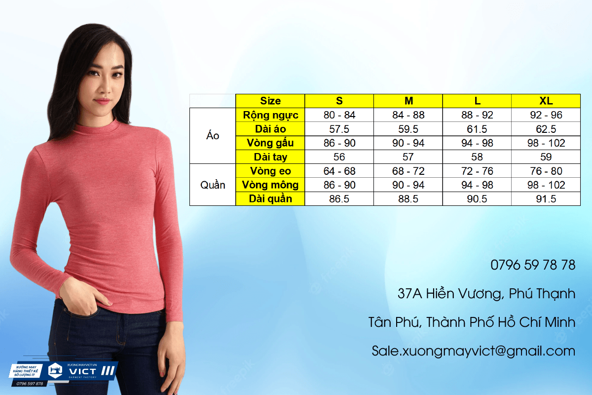 Thông số size quần áo nữ body, heattech chuẩn