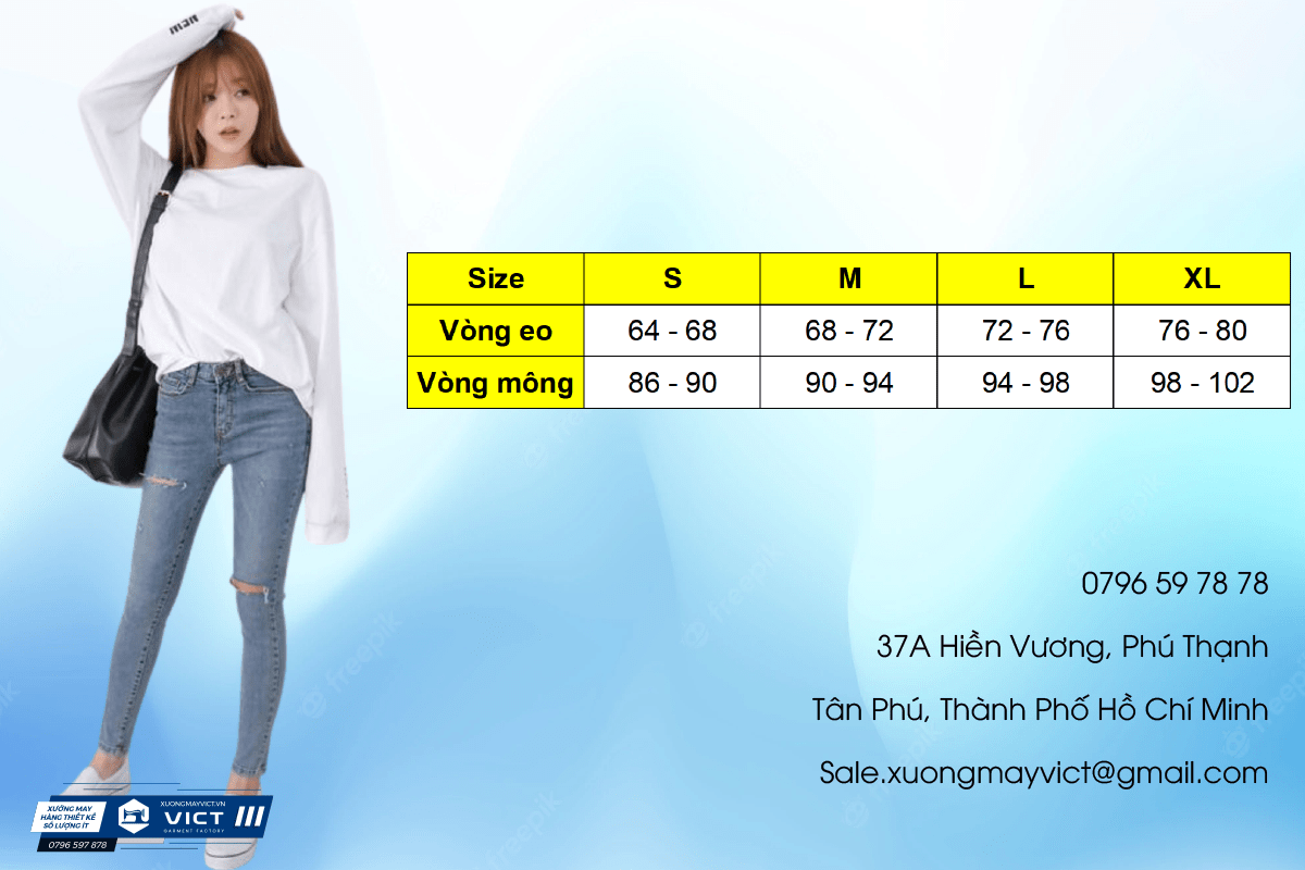 Thông số size quần jean nữ
