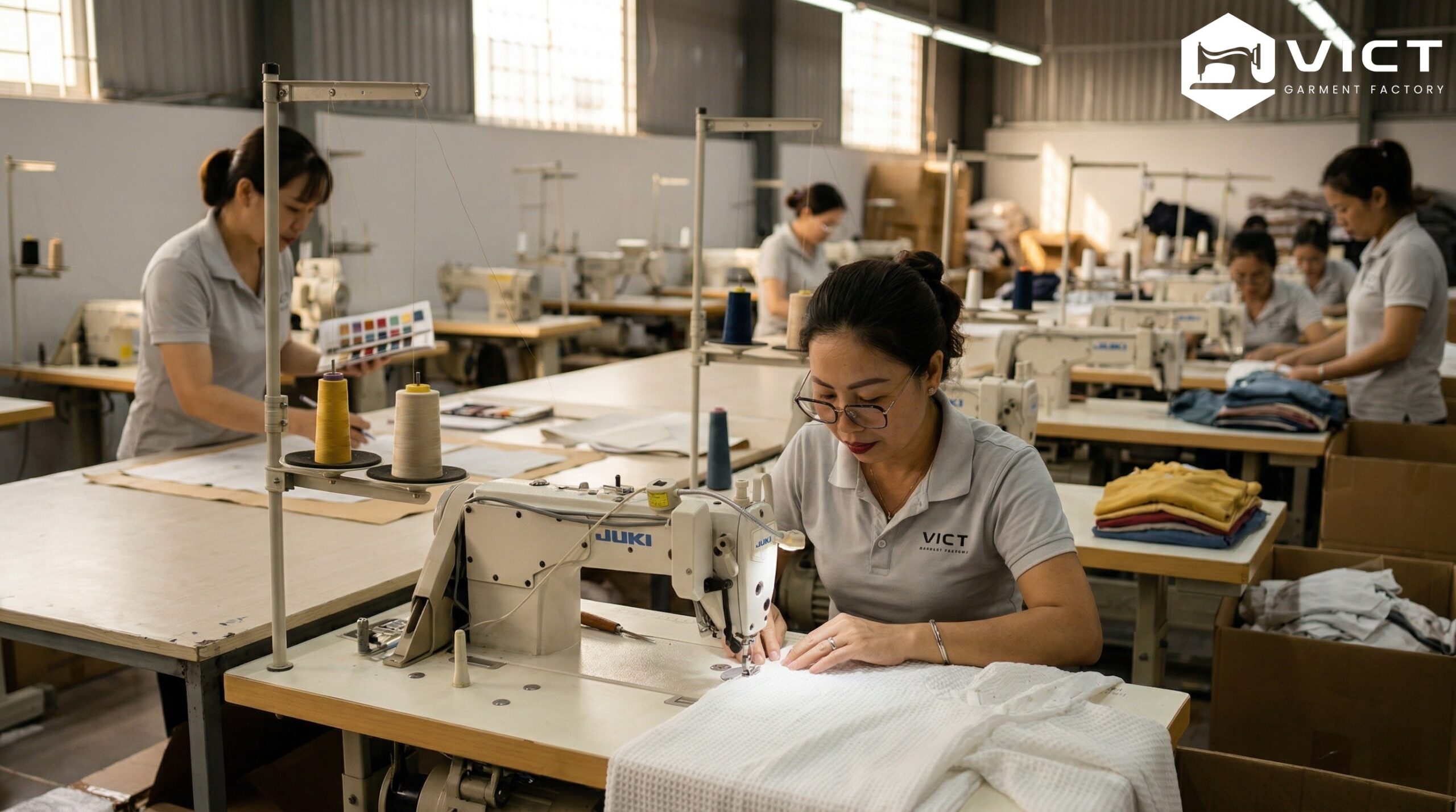 Triển khai quy trình sản xuất may mặc trọn gói hàng loạt