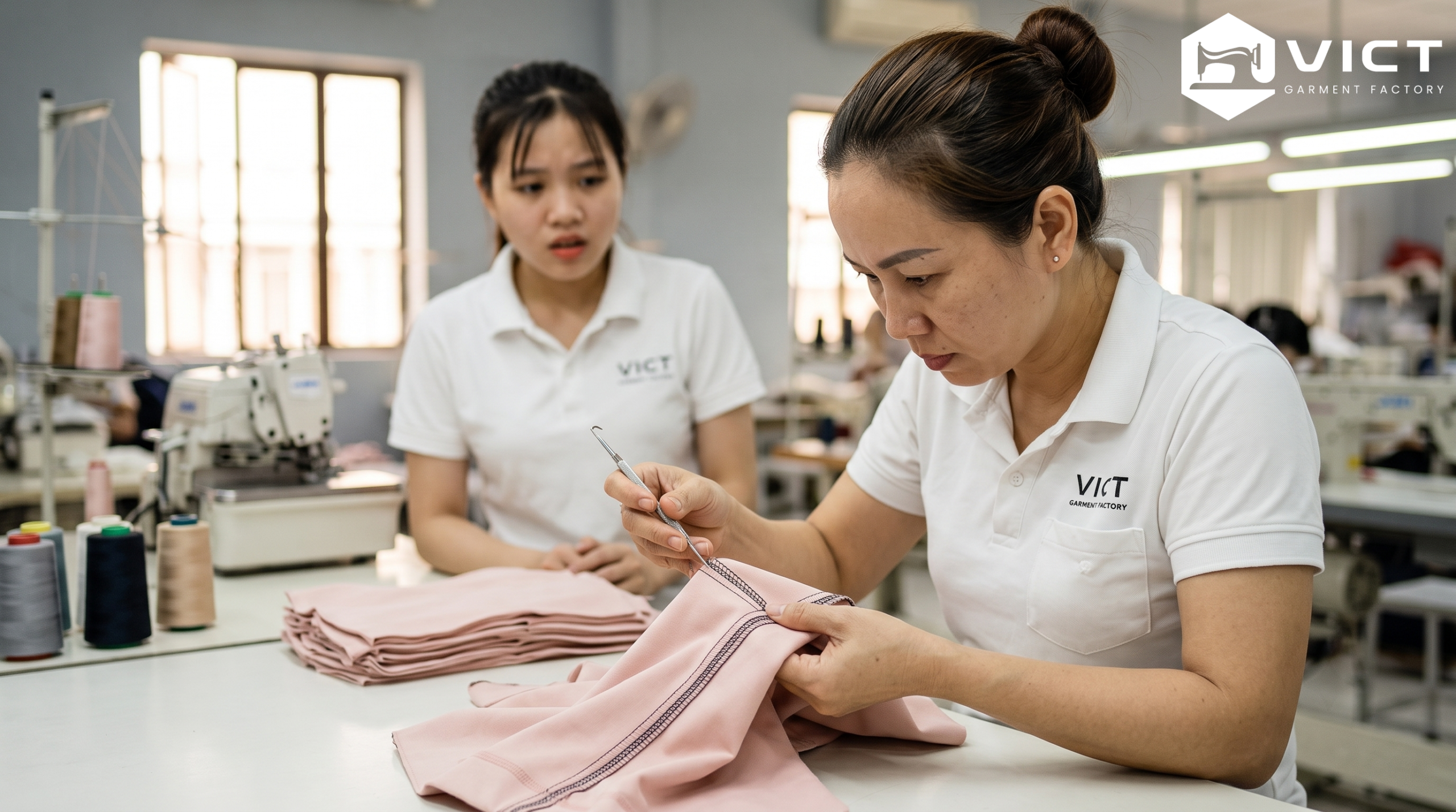 Cách kiểm tra đường may 4 kim 6 chỉ trước khi sản xuất số lượng Cách kiểm tra đường may 4 kim 6 chỉ trước khi sản xuất số lượng