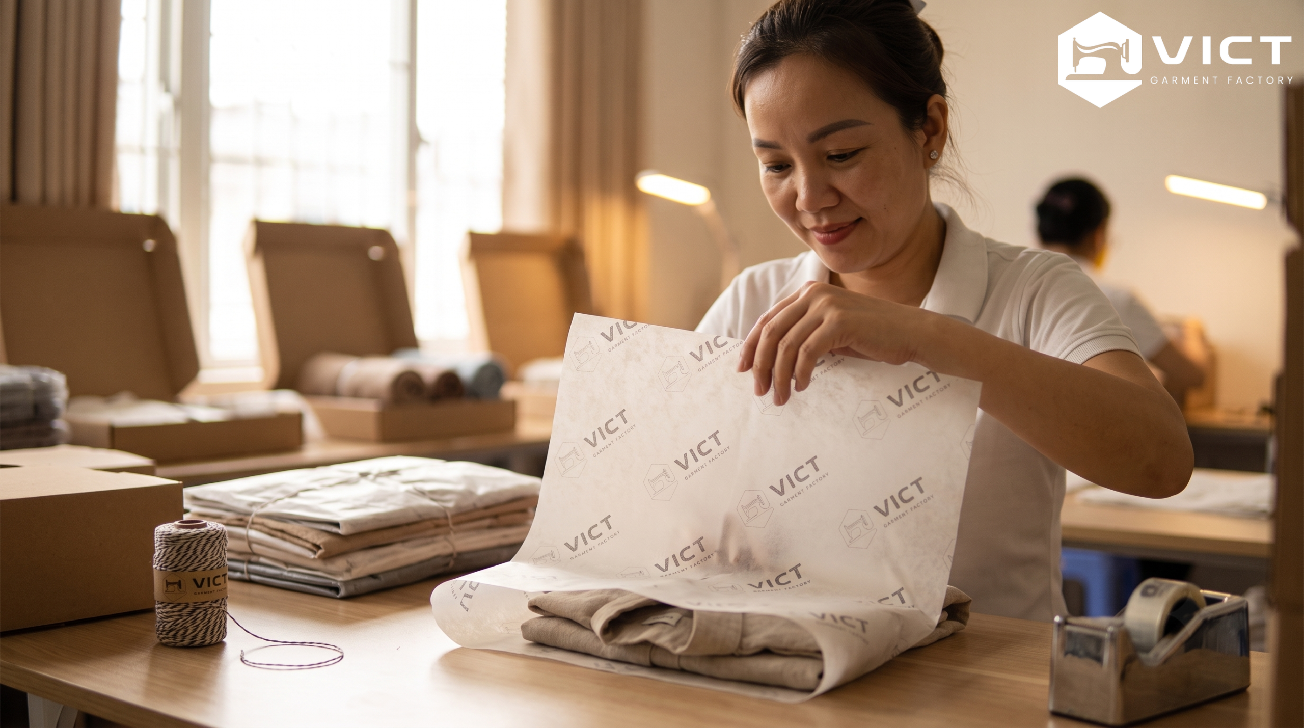 In giấy nến gói quần áo có logo để tăng khả năng ghi nhớ thương hiệu In giấy nến gói quần áo có logo để tăng khả năng ghi nhớ thương hiệu