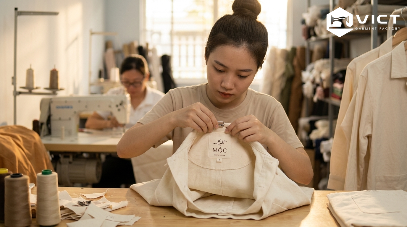 In tag quần áo như một hệ nhận diện tối thiểu cho Local Brand in tag quần áo