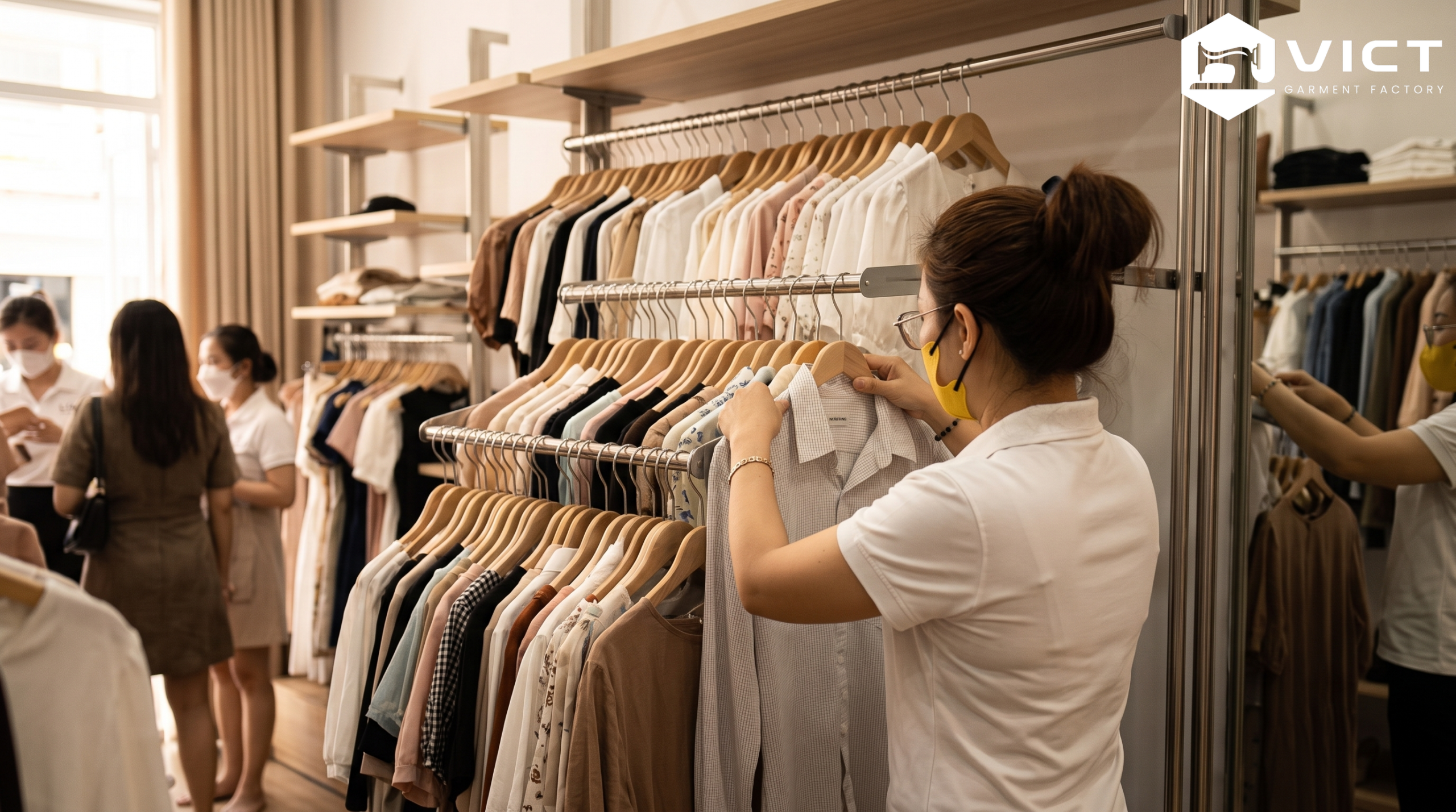Kệ treo quần áo shop thời trang giúp tăng diện tích hữu dụng Kệ treo quần áo shop thời trang giúp tăng diện tích hữu dụng